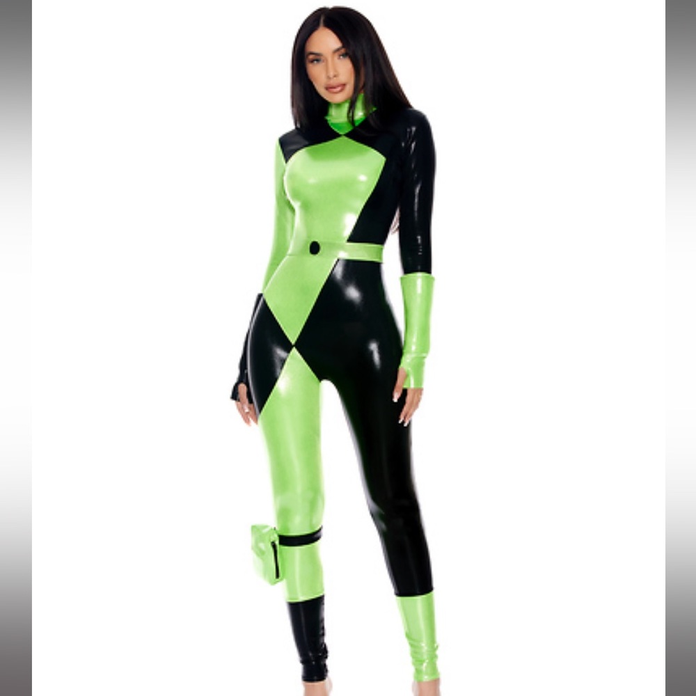 Forplay Neon Green and Black Catsuit